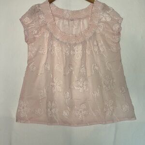 NWOT Elegant Women's Casual Pink Feminine Relaxed Fit Floral Blouse Top Size XL